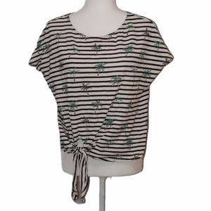 W5 Striped Palm Tree Print Top